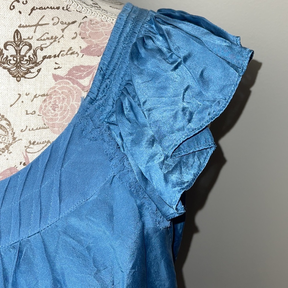 Banana Republic Blue Silk Blouse Small Petite - Picture 3 of 7